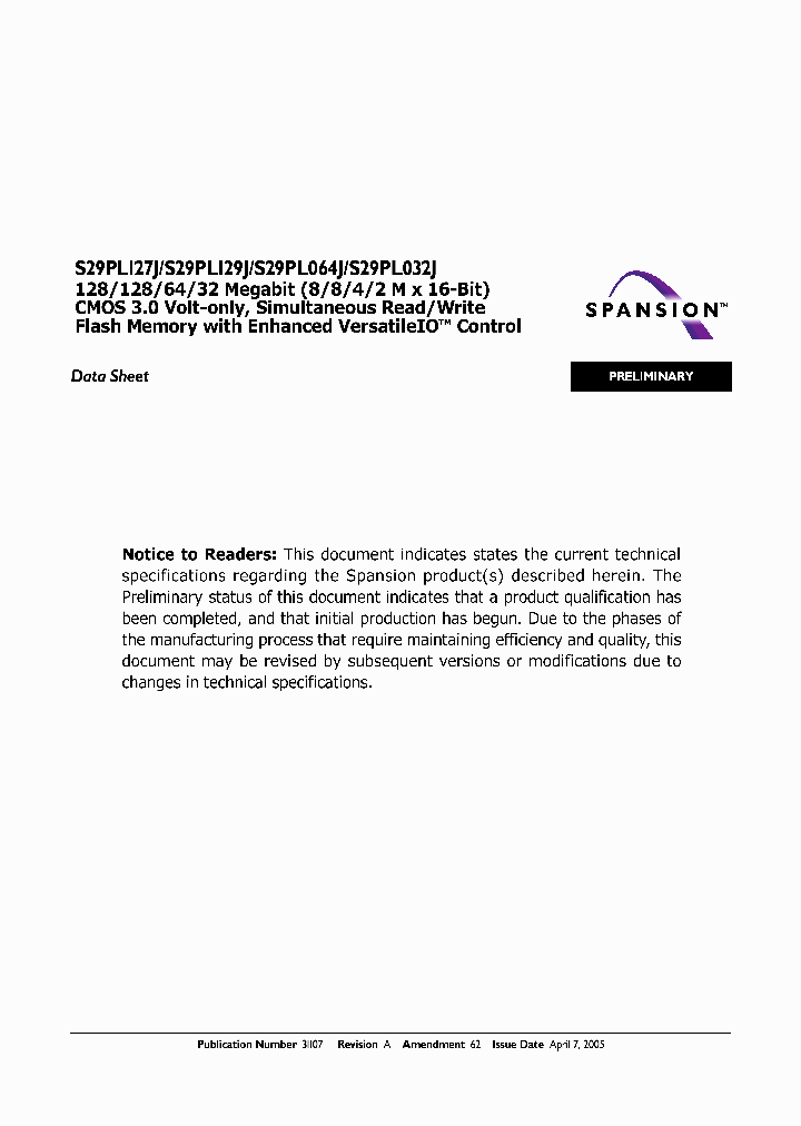 S29PL127J_260402.PDF Datasheet