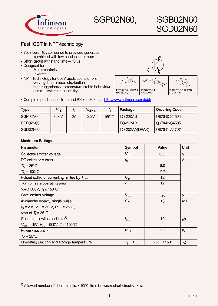 SGB02N60_293542.PDF Datasheet