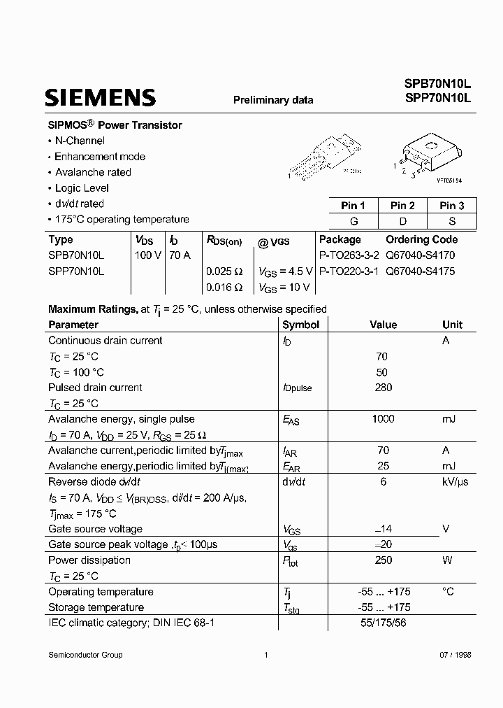 SPP70N10L_288468.PDF Datasheet