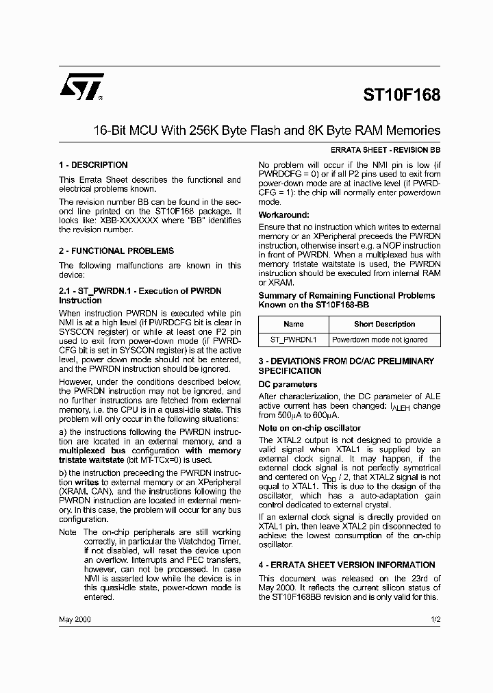 ST10F168-ERRATA_276450.PDF Datasheet