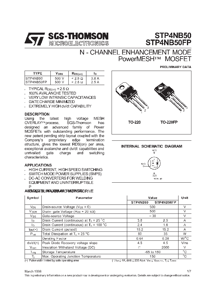 STP4NB50FP_285288.PDF Datasheet