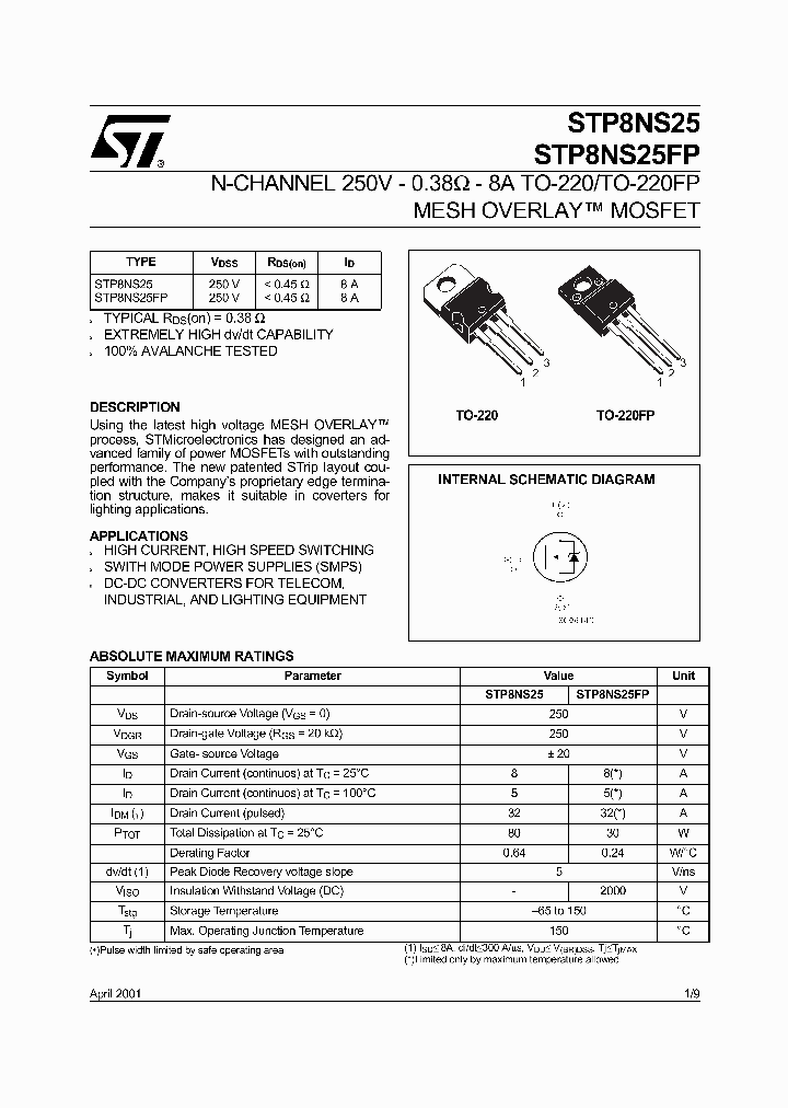 STP8NS25FP_235261.PDF Datasheet