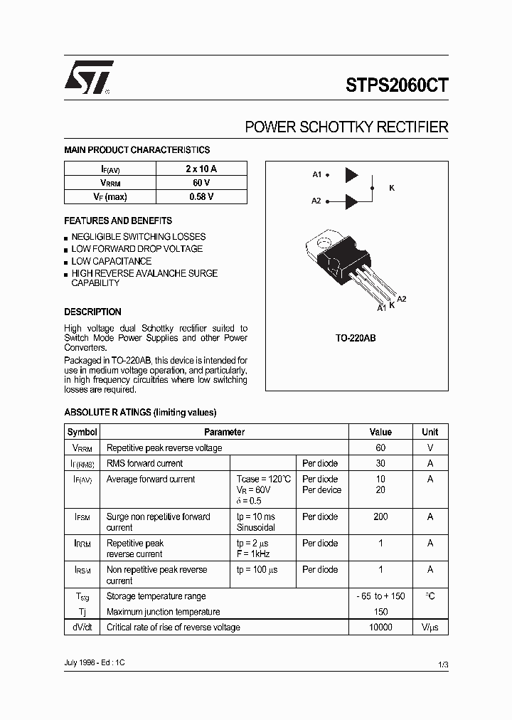 STPS2060CT_251976.PDF Datasheet