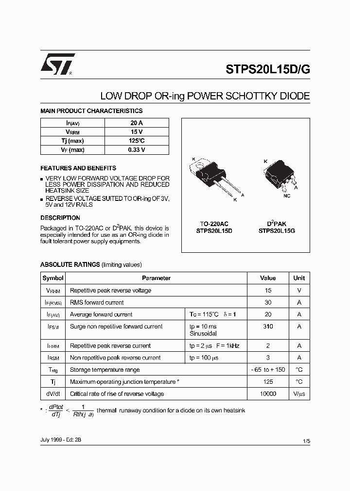 STPS20L15G_208293.PDF Datasheet