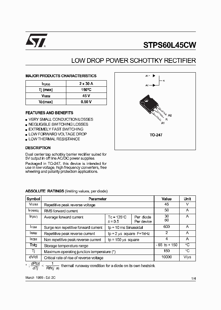 STPS60L45CW_229721.PDF Datasheet