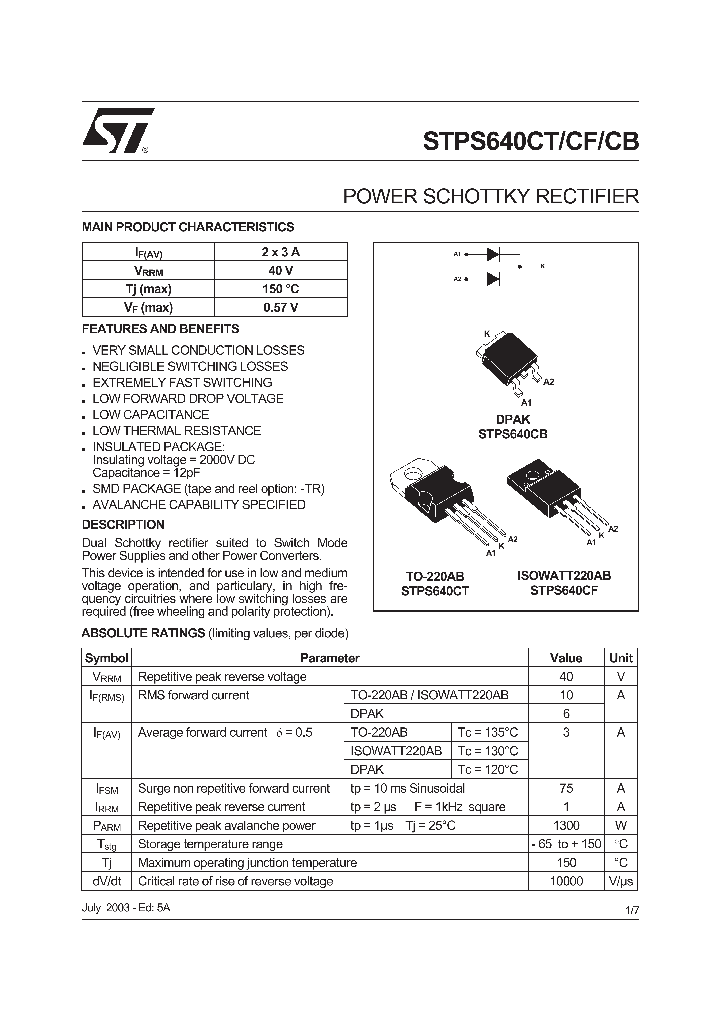 STPS640CB-TR_299576.PDF Datasheet