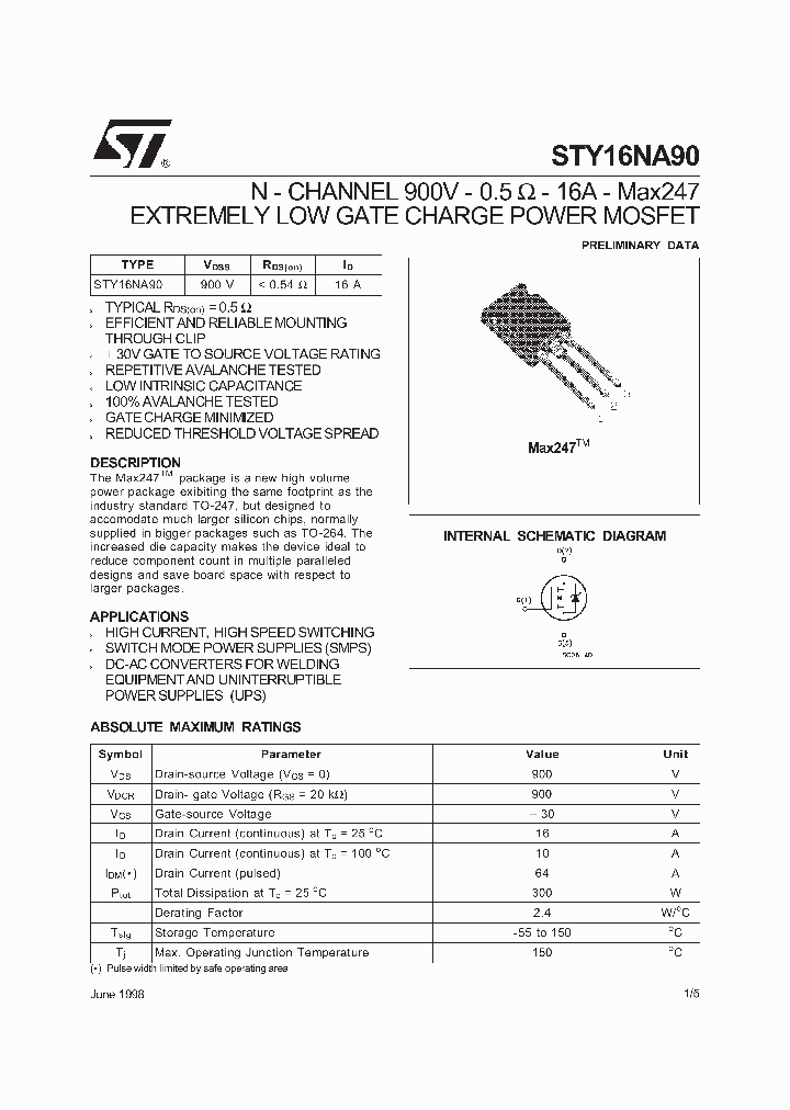 STY16NA90_281637.PDF Datasheet