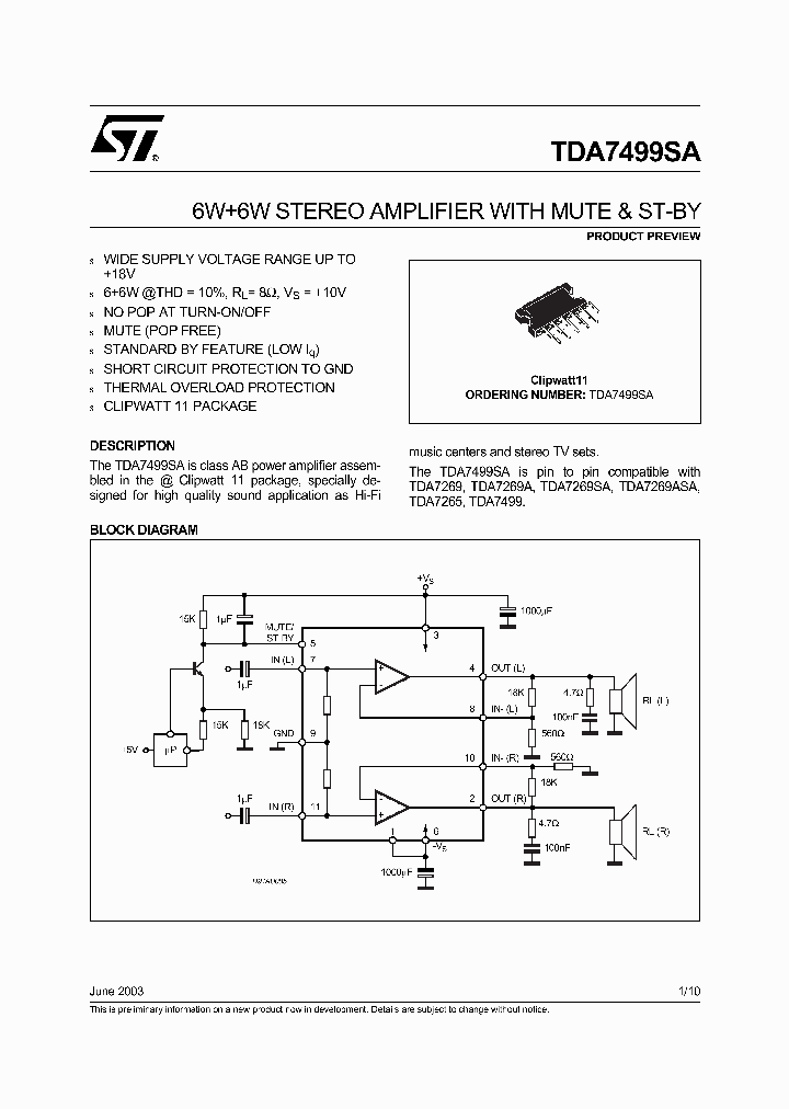 TDA7499SA_291003.PDF Datasheet