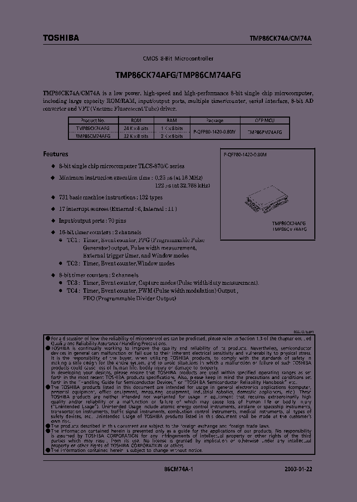 TMP86CK74_215907.PDF Datasheet