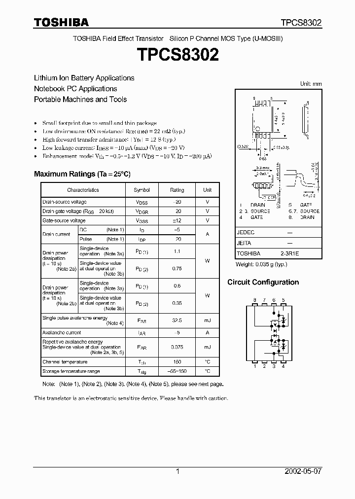 TPCS8302_298643.PDF Datasheet