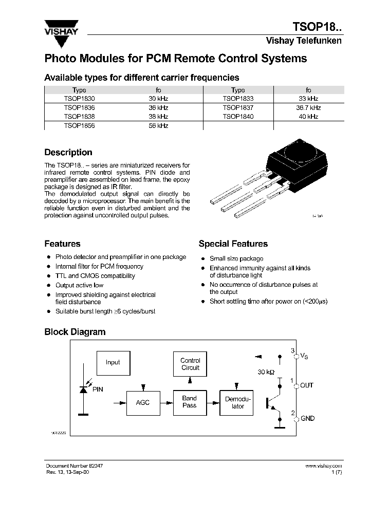 TSOP1838_304378.PDF Datasheet