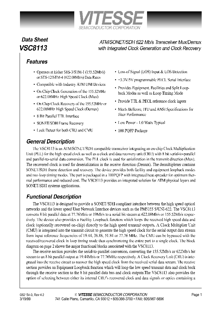 VSC8113QB_280115.PDF Datasheet