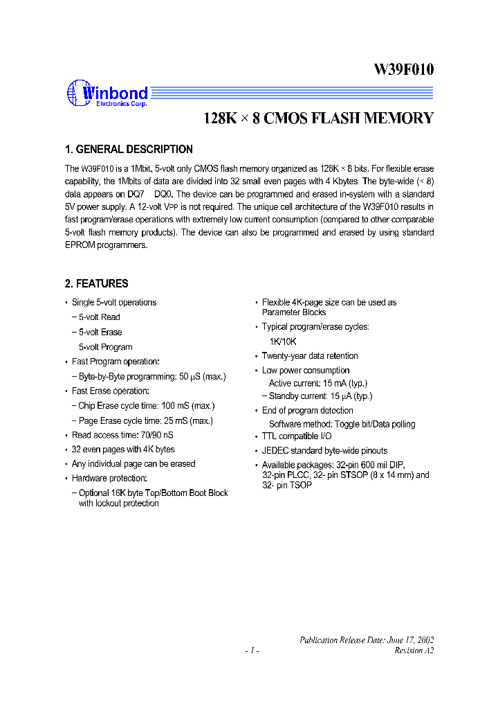 W39F010_214833.PDF Datasheet