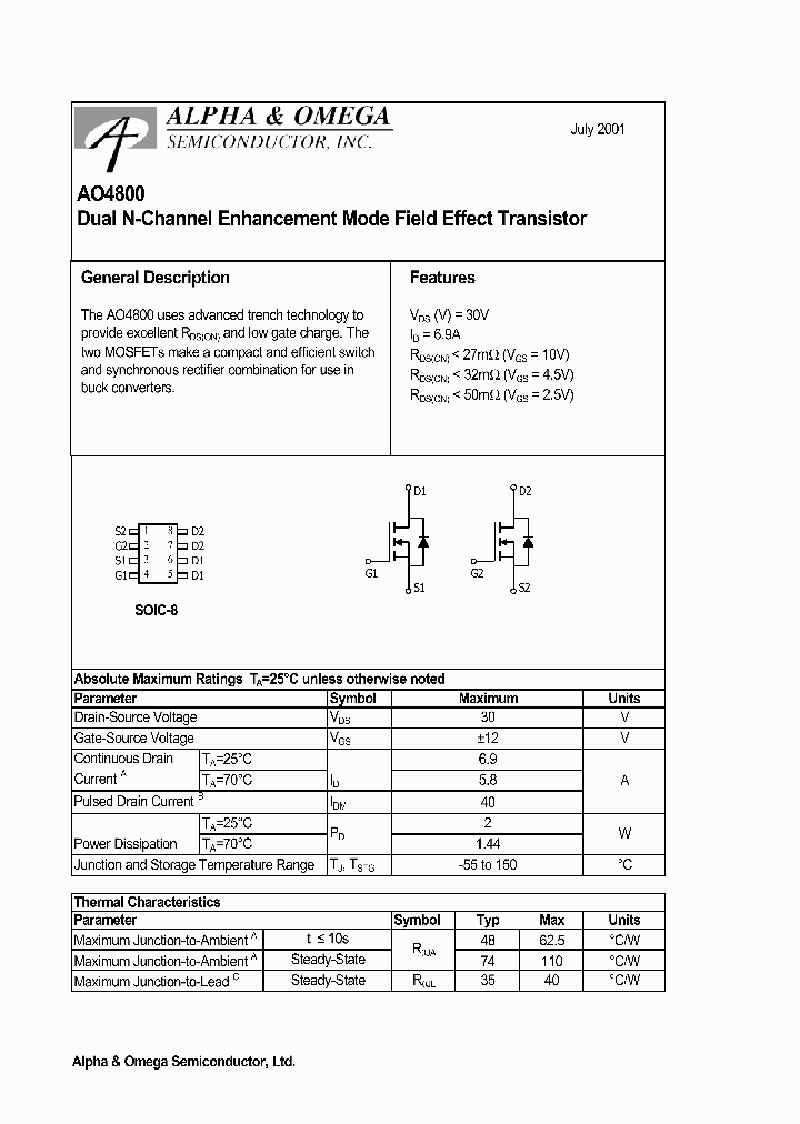 AO4800_215230.PDF Datasheet