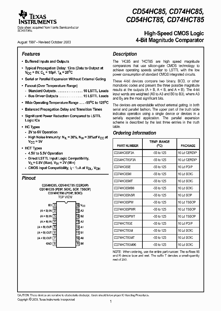 CD54HC85_234557.PDF Datasheet
