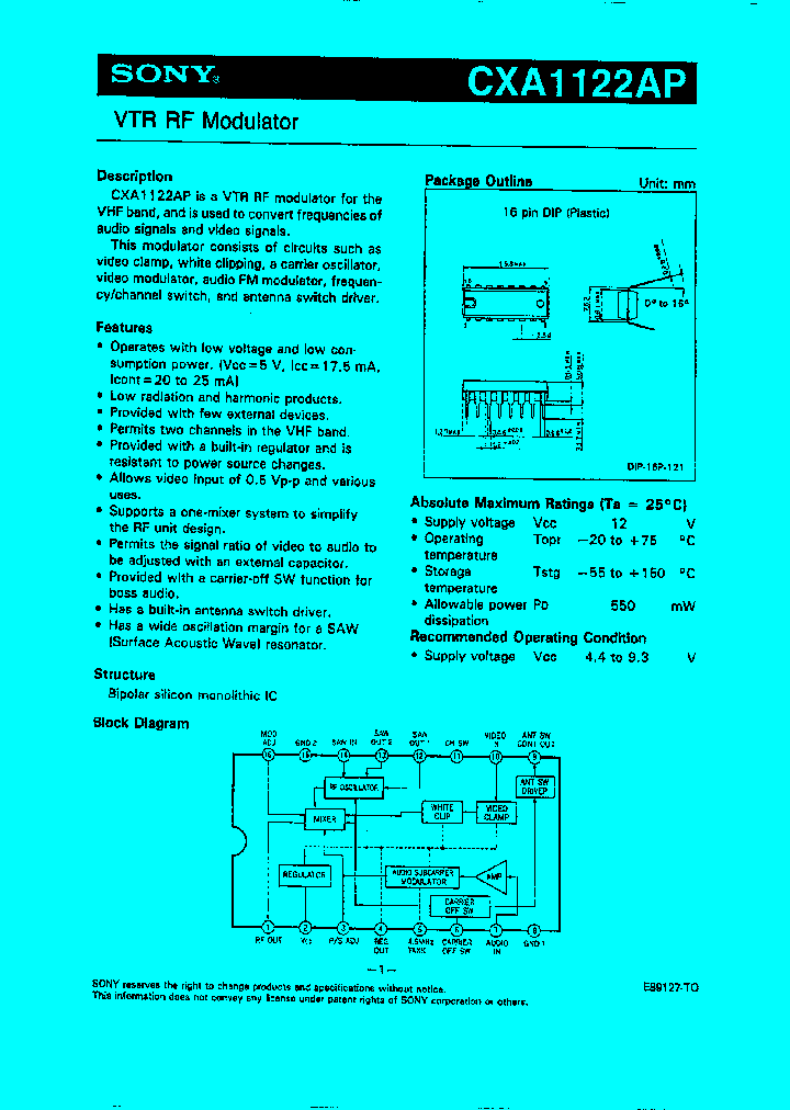CXA1122AP_204868.PDF Datasheet
