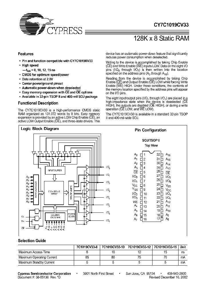 CY7C1019CV33_240513.PDF Datasheet