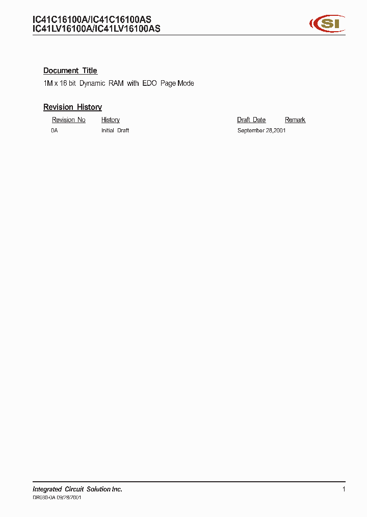 IC41LV16100A_266789.PDF Datasheet