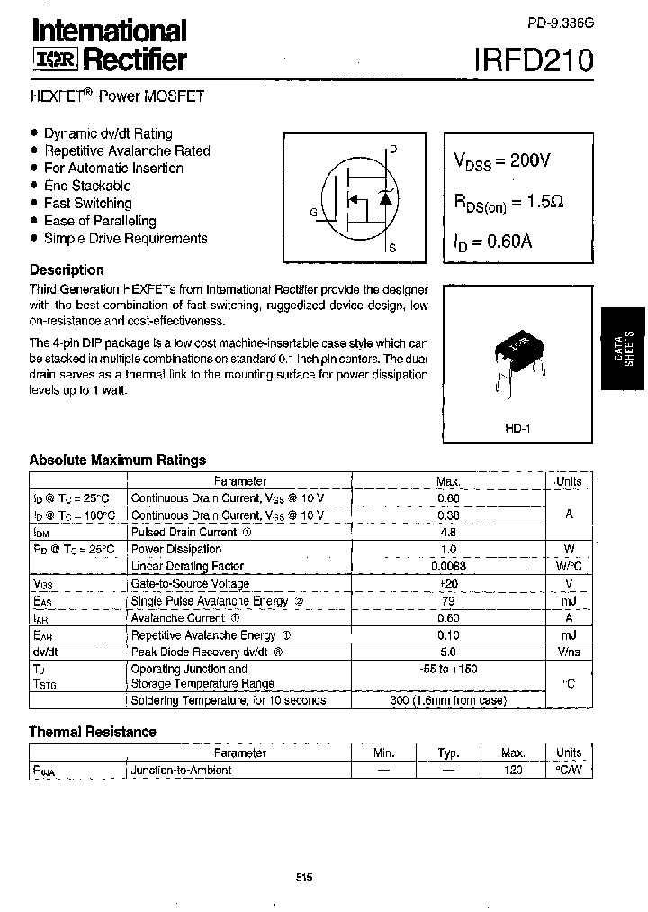 IRFD210_257753.PDF Datasheet