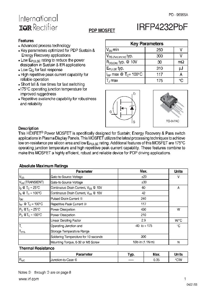 IRFP4232PBF_254800.PDF Datasheet