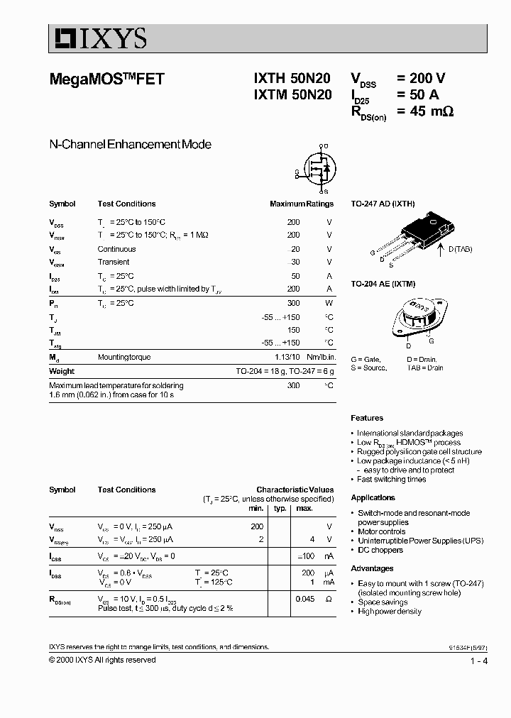 IXTH50N20_224340.PDF Datasheet