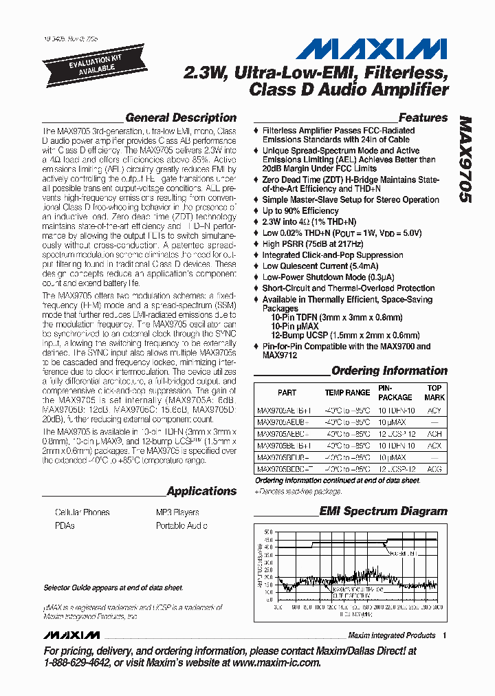 MAX9705_218907.PDF Datasheet