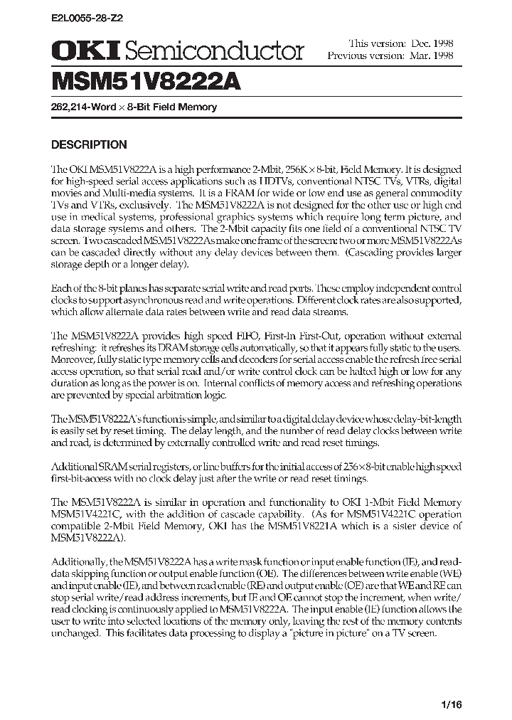 MSM51V8222A_261296.PDF Datasheet
