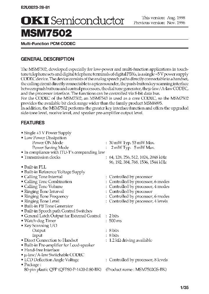 MSM7502_254609.PDF Datasheet