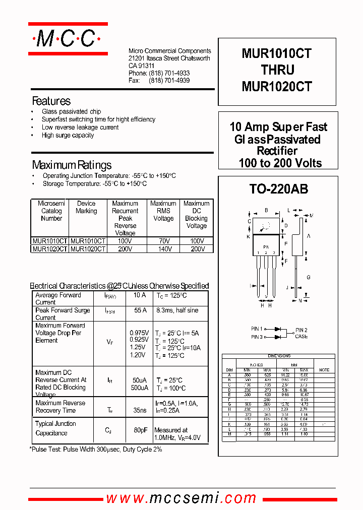 MUR1010CT_249654.PDF Datasheet