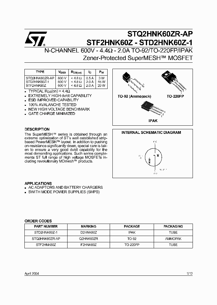 STQ2HNK60ZR-AP_245240.PDF Datasheet