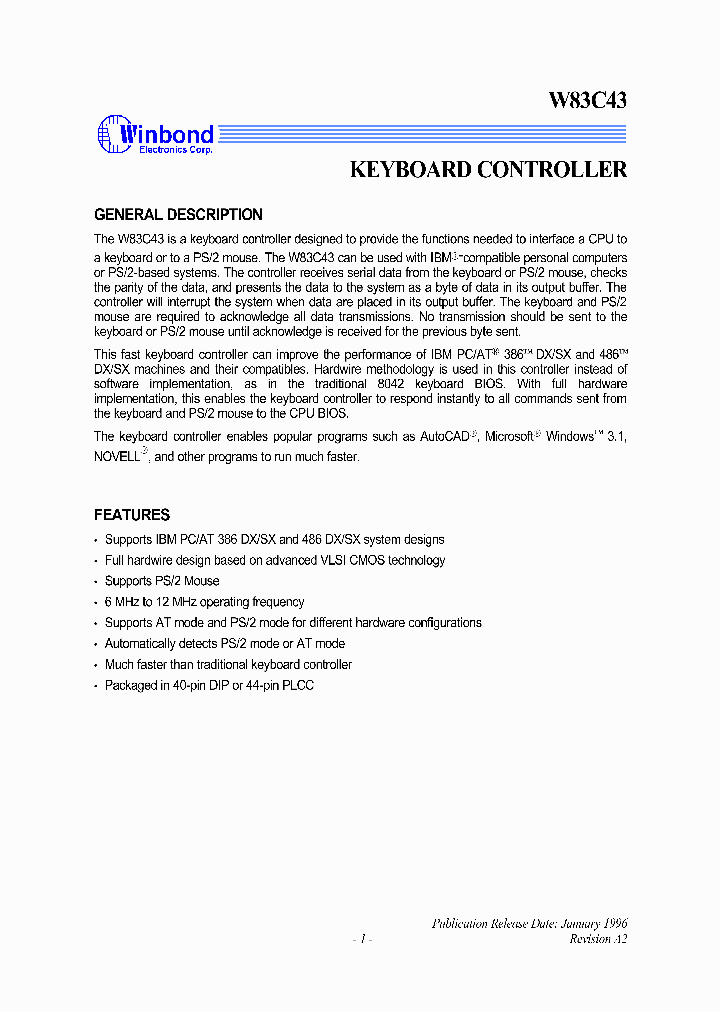 W83C43_245805.PDF Datasheet