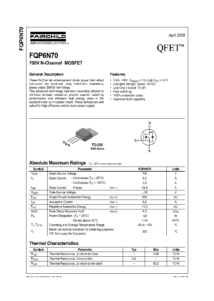 FQP6N70_234704.PDF Datasheet
