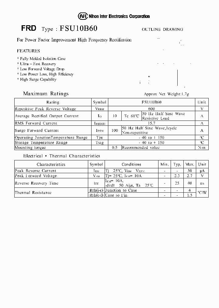 FSU10B60_217995.PDF Datasheet