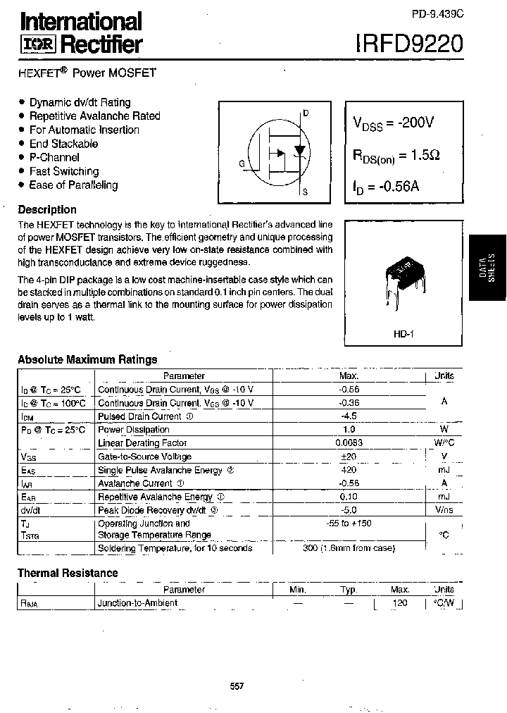 IRFD9220_237363.PDF Datasheet
