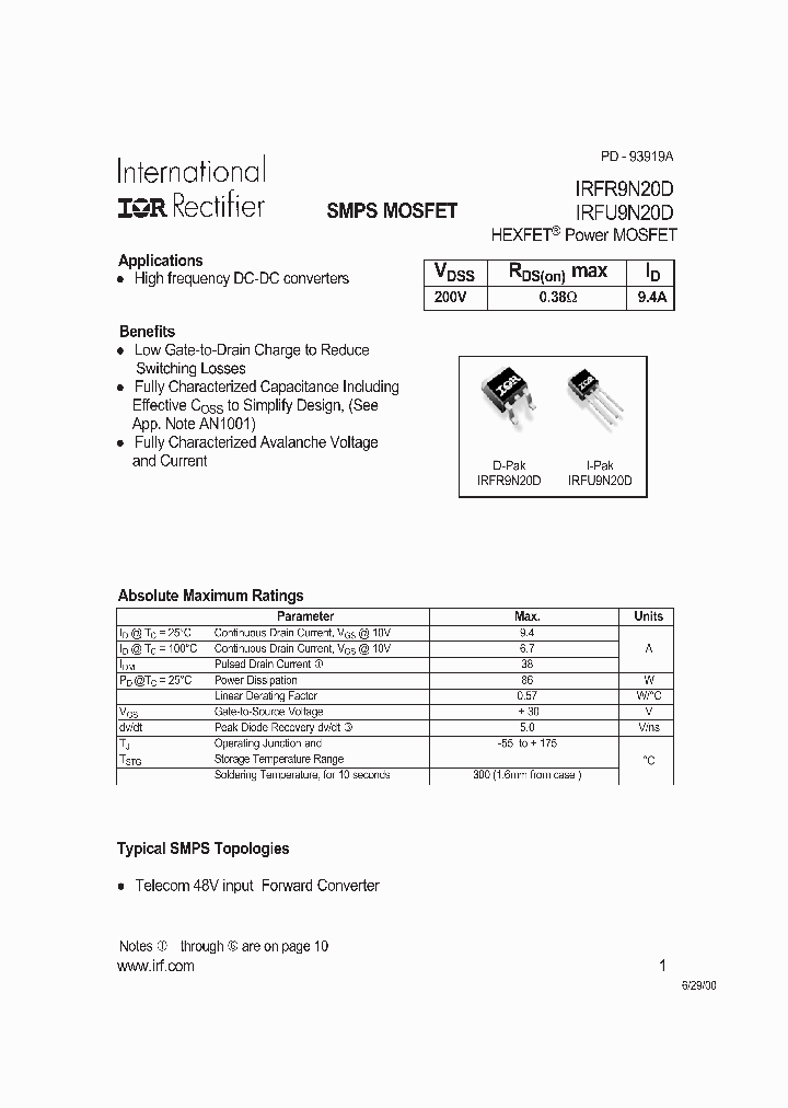IRFR9N20D_213346.PDF Datasheet