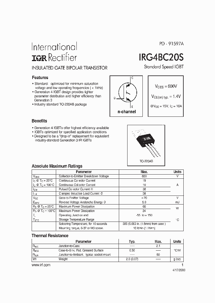 IRG4BC20S_234349.PDF Datasheet