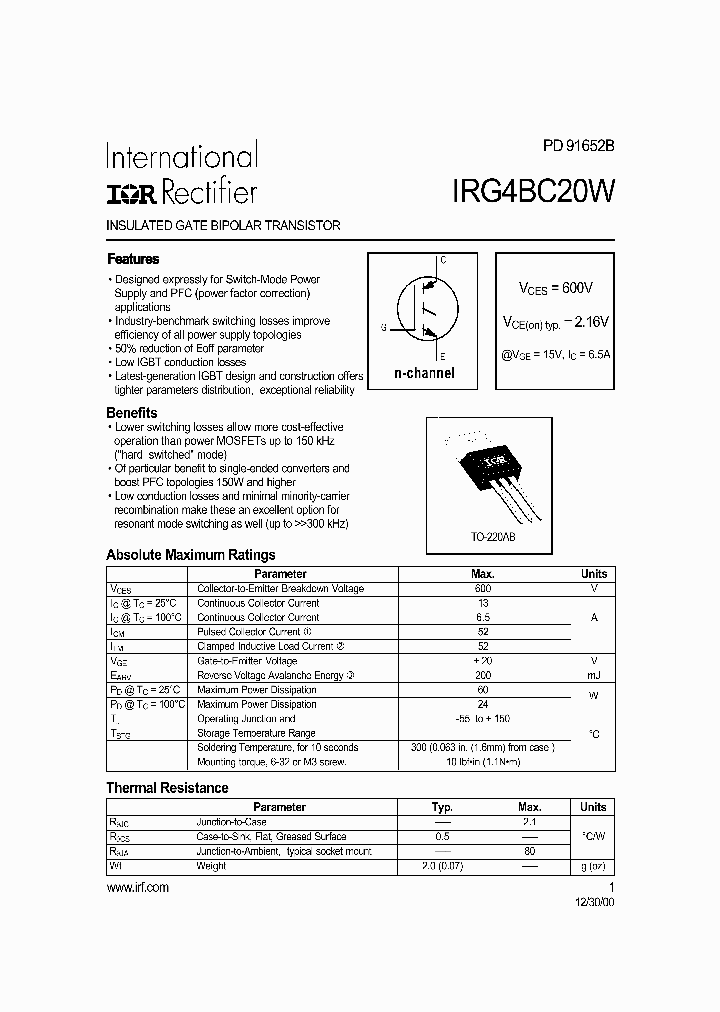 IRG4BC20W_234357.PDF Datasheet