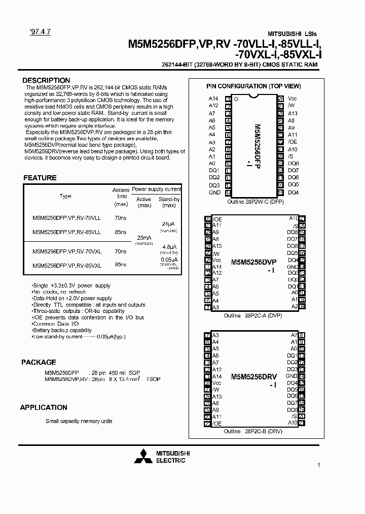 M5M5256DFP-70VLL-I_87466.PDF Datasheet