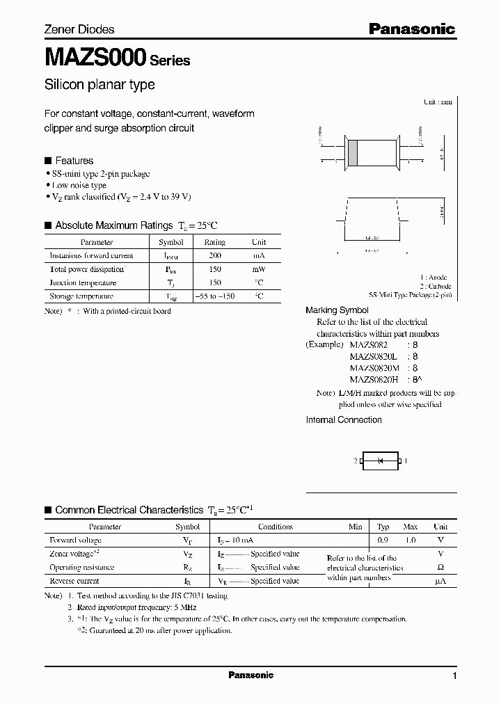 MAZS100_41315.PDF Datasheet