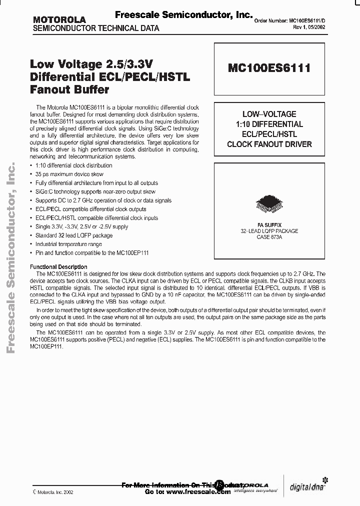 MC100ES611_158776.PDF Datasheet