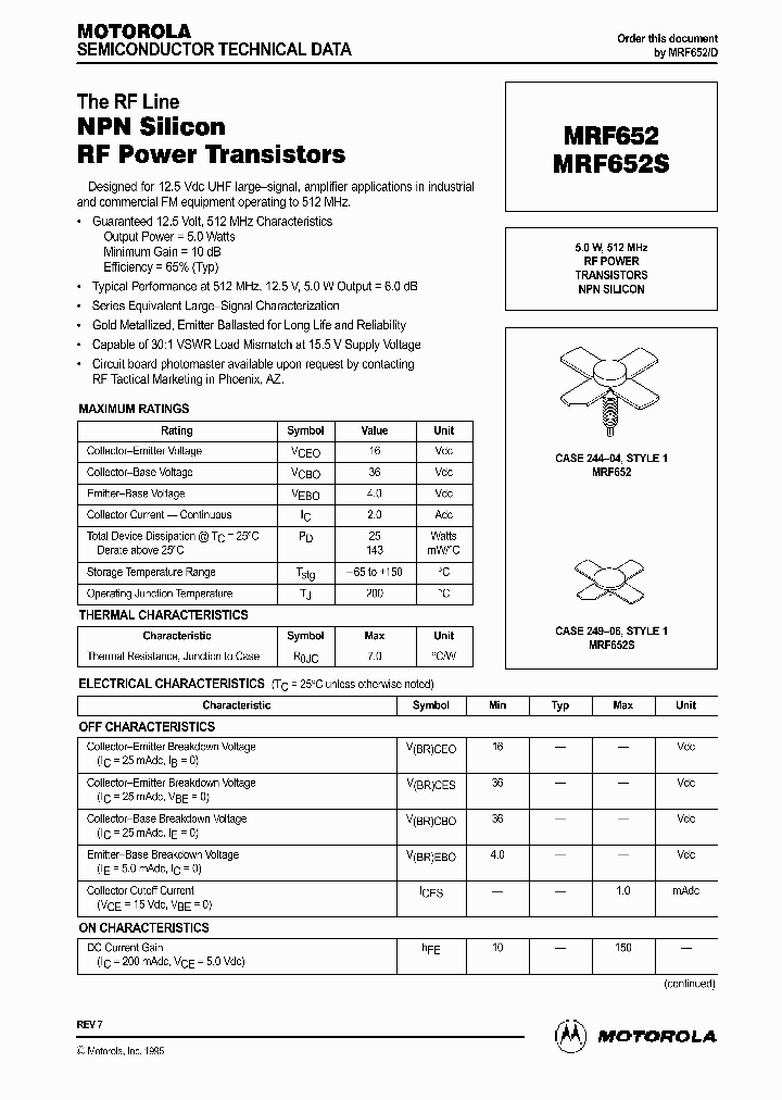 MRF652_216887.PDF Datasheet