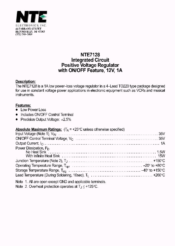 NTE7128_228175.PDF Datasheet