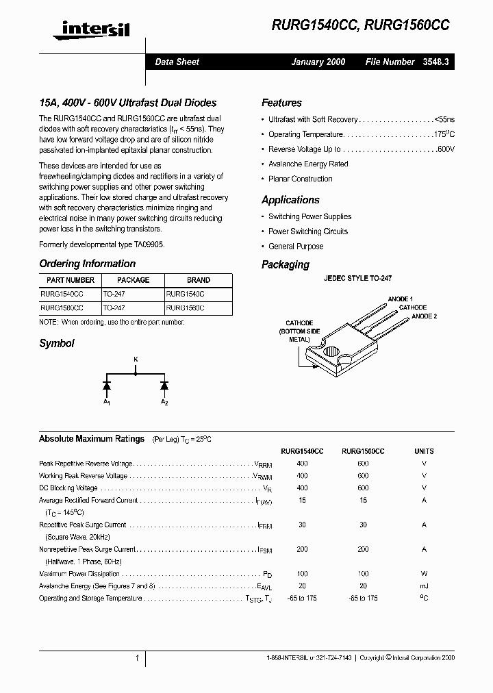 RURG1540CC_171197.PDF Datasheet