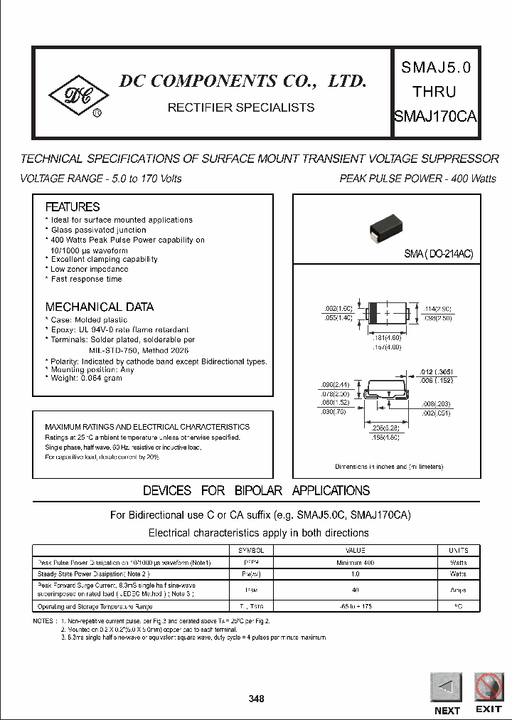 SMAJ100A_104150.PDF Datasheet