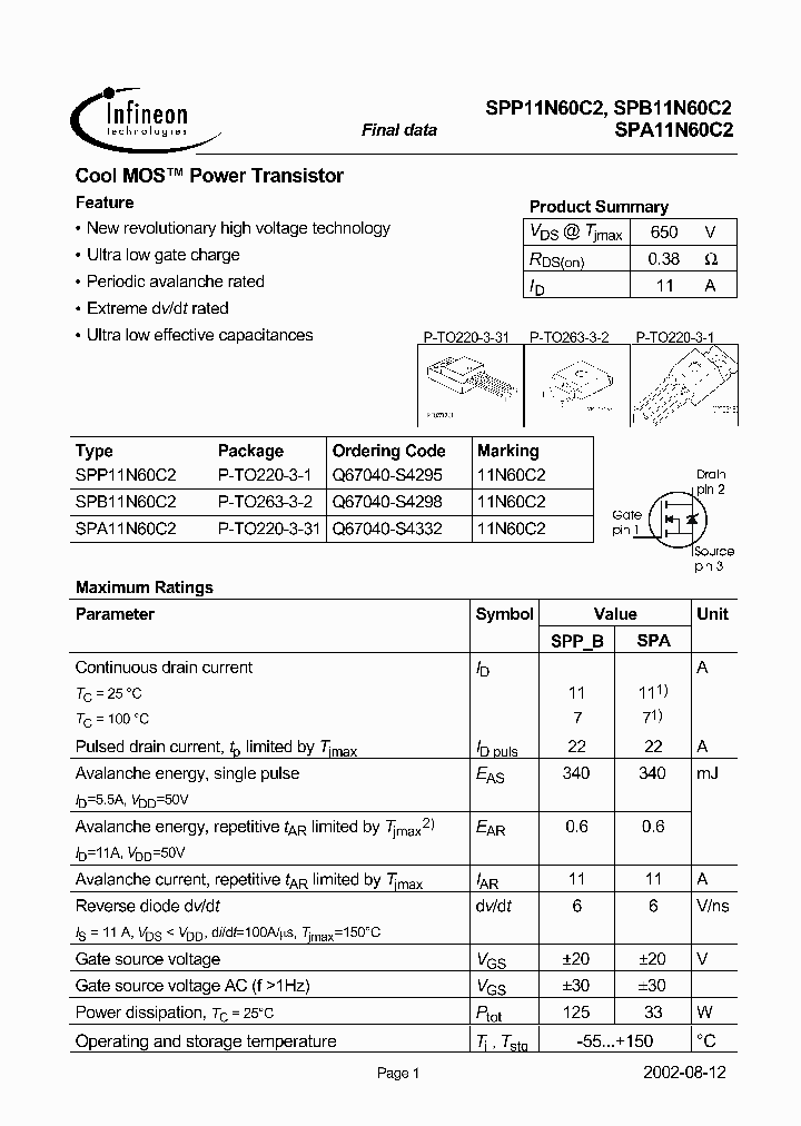 SPA11N60C2_223914.PDF Datasheet