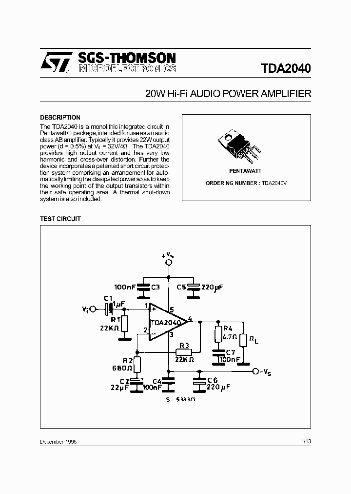 TDA2040_270571.PDF Datasheet