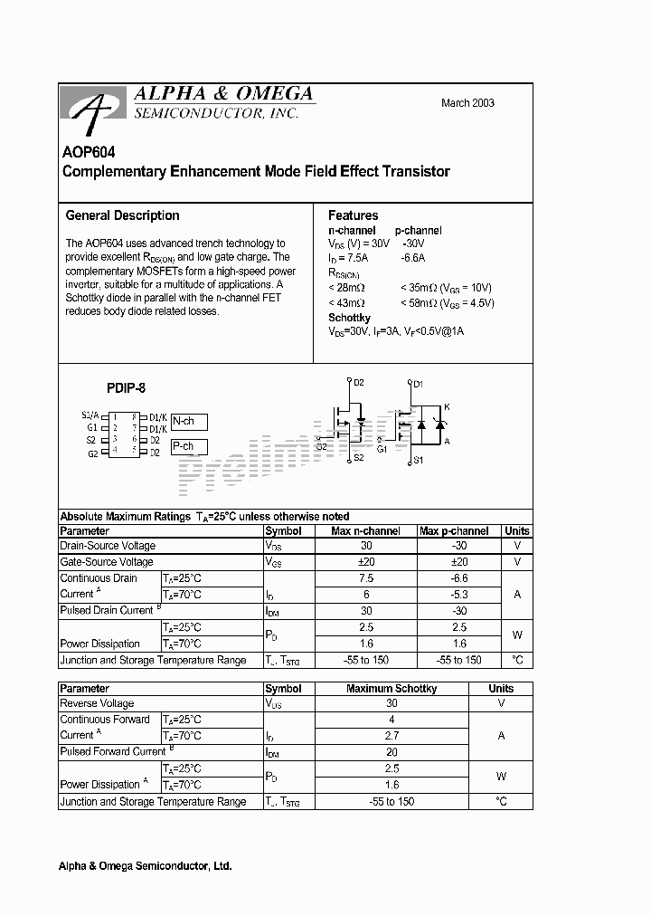 AOP604_322965.PDF Datasheet