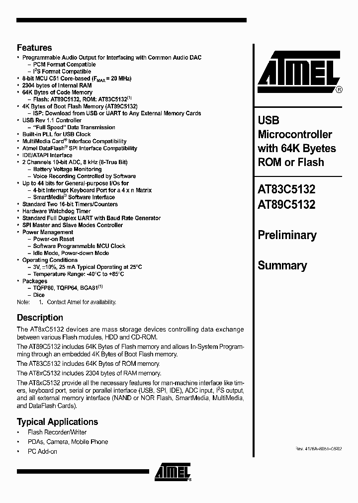 AT89C5132_200048.PDF Datasheet