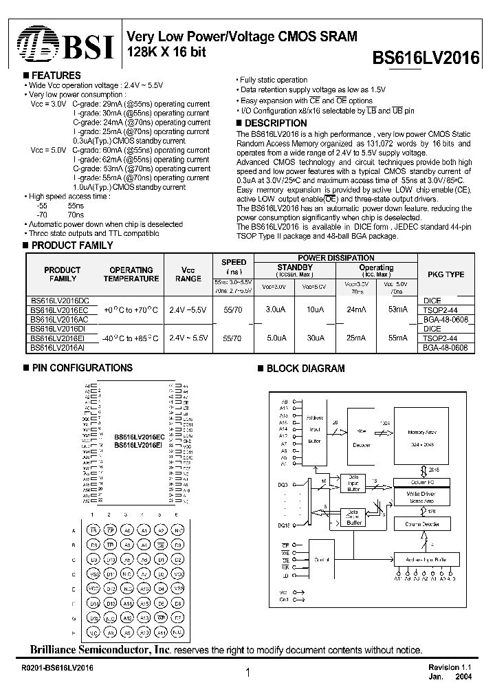 BS616LV2016_306697.PDF Datasheet