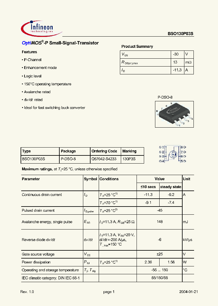 BSO130P03S_323171.PDF Datasheet
